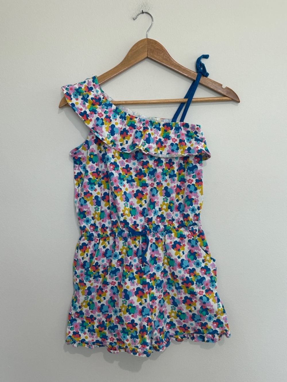 Mini Boden Multicolor Floral One-Shoulder Romper Size 11 - 12